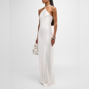 Cadence Pearl-Embellished Satin Maxi Slip Dress